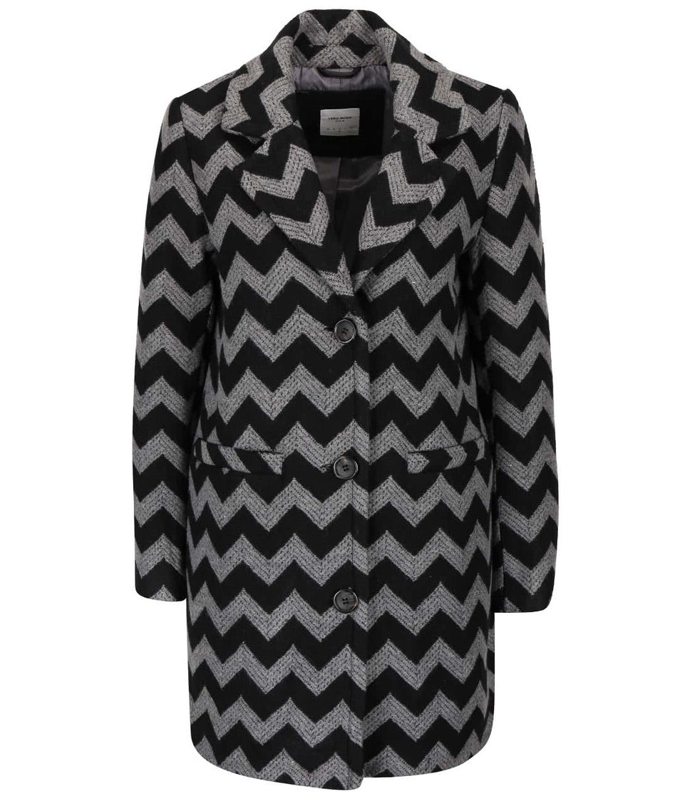 Šedo-černý vzorovaný kabát Vero Moda Zig