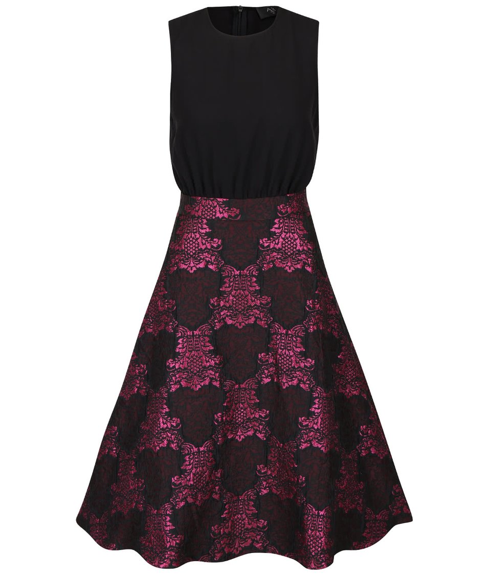 Černo-růžové šaty se vzorovanou sukní AX Paris