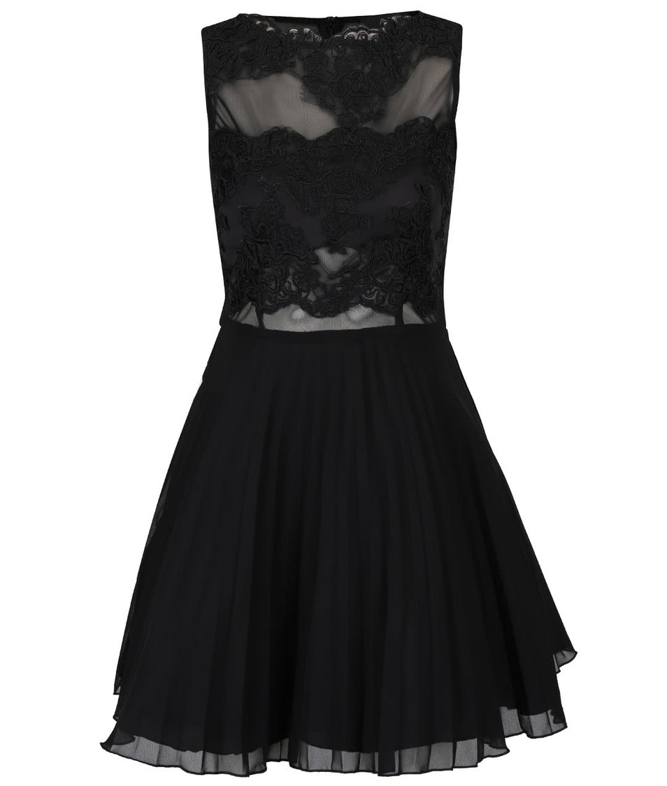 Černé šaty s krajkou a plisovanou sukní AX Paris