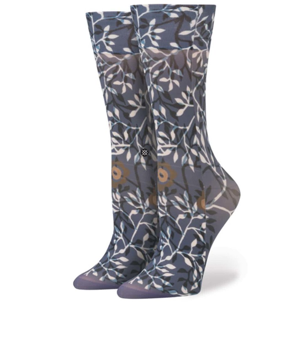 Tmavě modré dámské silonkové ponožky se vzorem Stance Blue Leaf