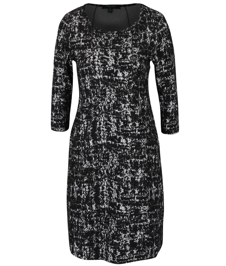Černé vzorované strečové šaty s kapsami Fever London Logan