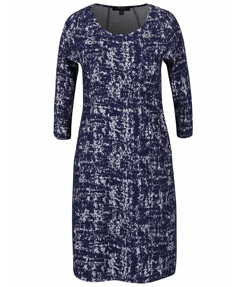 Tmavě modré vzorované strečové šaty s kapsami Fever London Logan