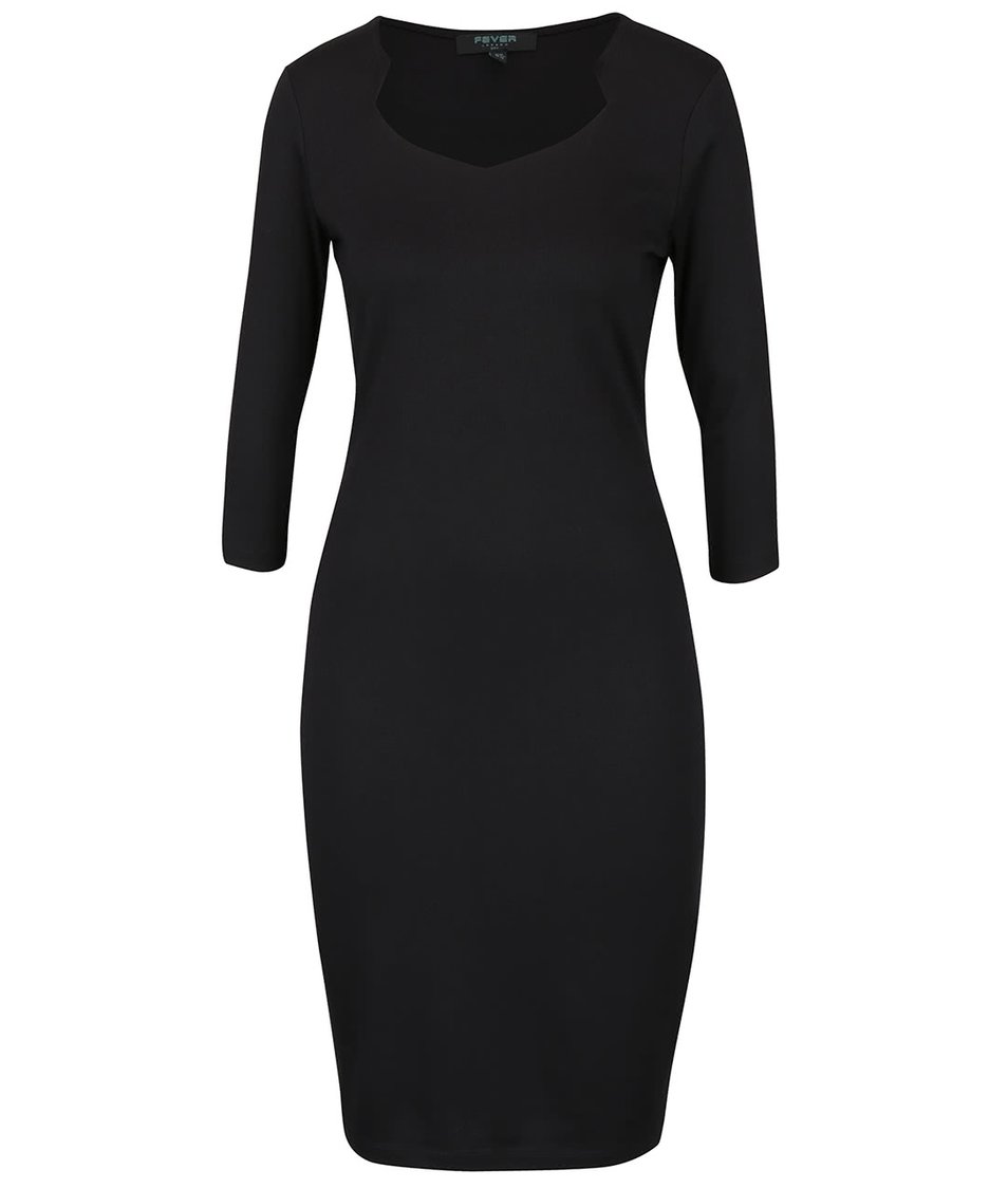 Černé přiléhavé šaty s 3/4 rukávy Fever London Gretta