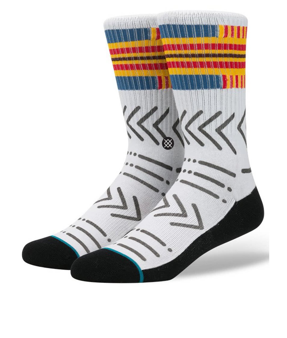 Černo-bílé pánské ponožky s barevnými vzory Stance Petroglyph