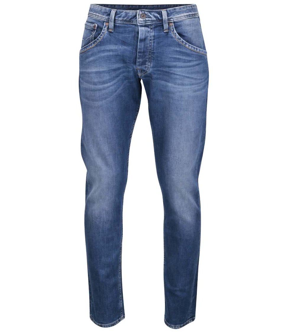 Modré pánské vyšisované regular džíny Pepe Jeans Kolt