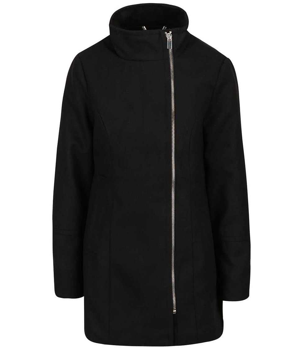 Černý kabát se zipem ve stříbrné barvě Vero Moda Veraliga