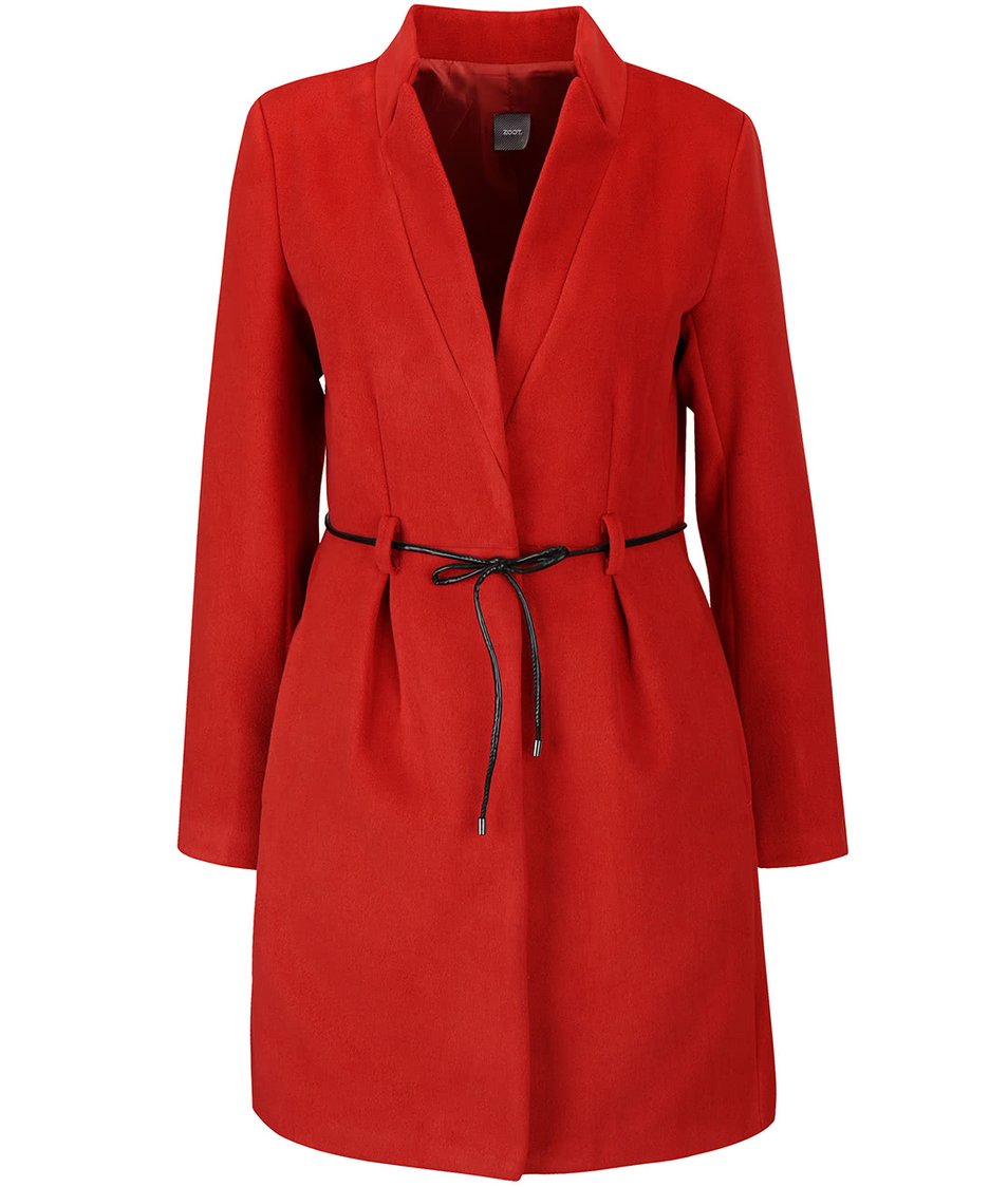 Červený kabát s tenkým páskem ZOOT Simple