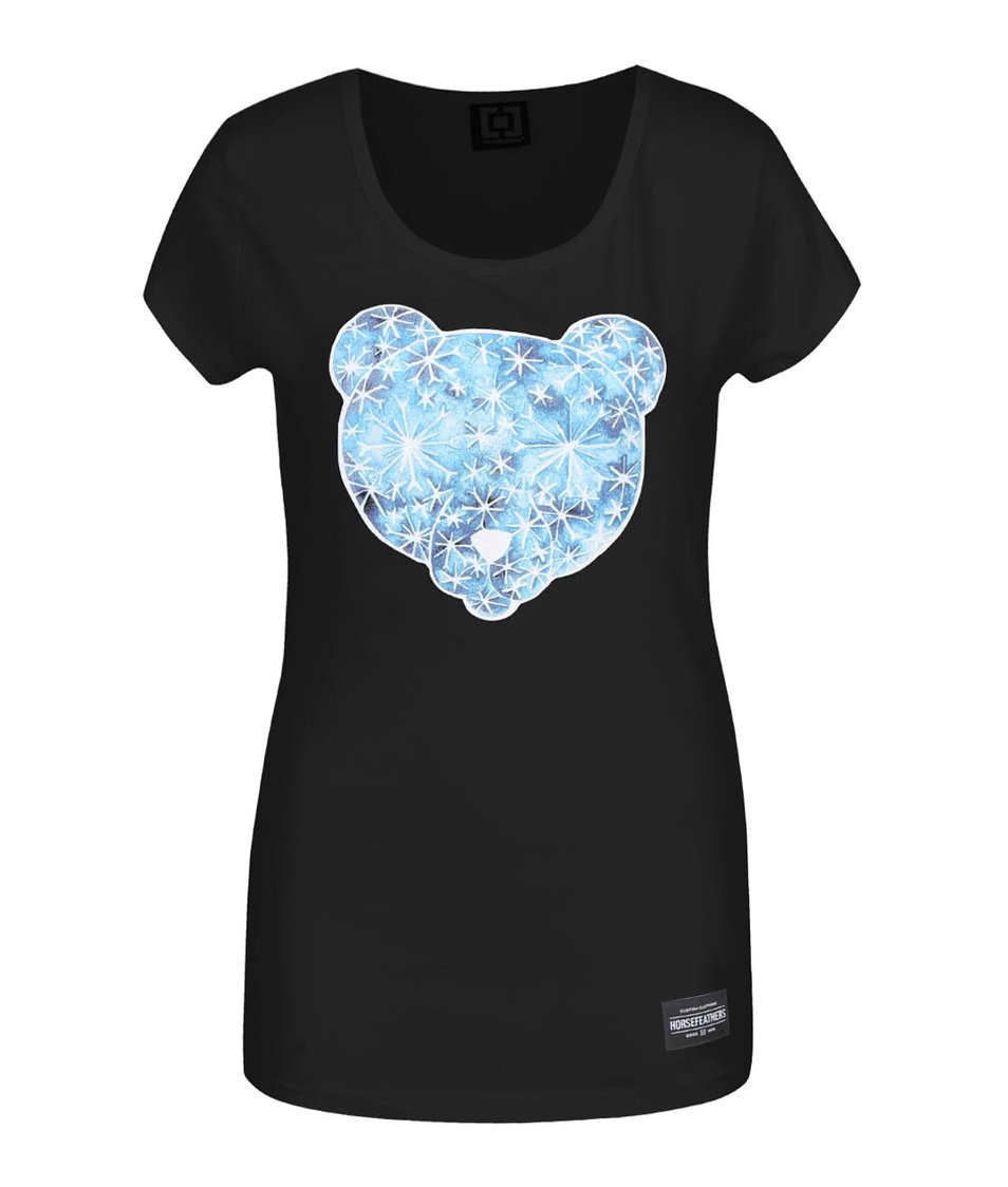Černé dámské tričko s potiskem medvěda Horsefeathers Polar Bear