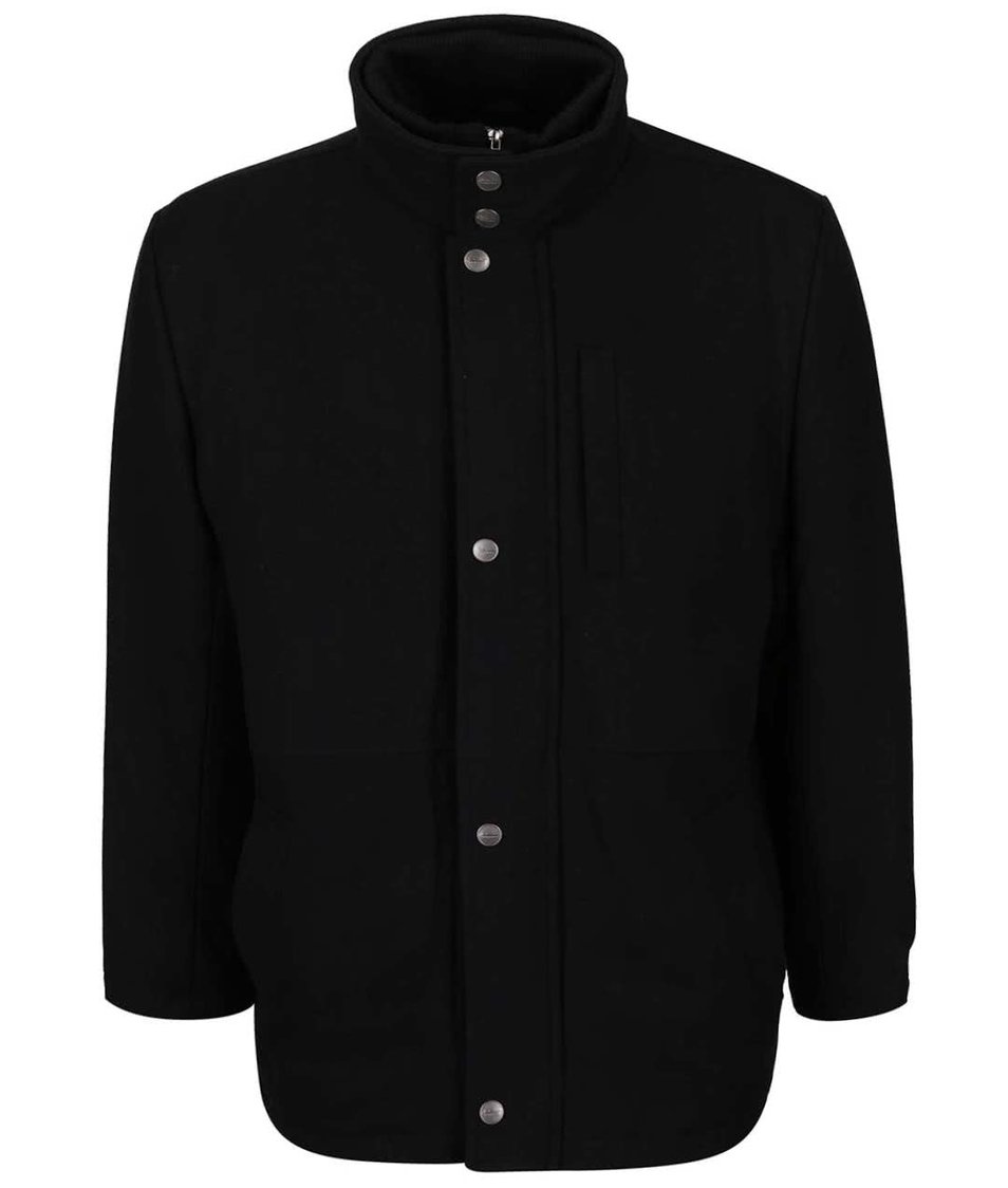 Černý pánský vlněný kabát v nadměrné velikosti Seven Seas X-big