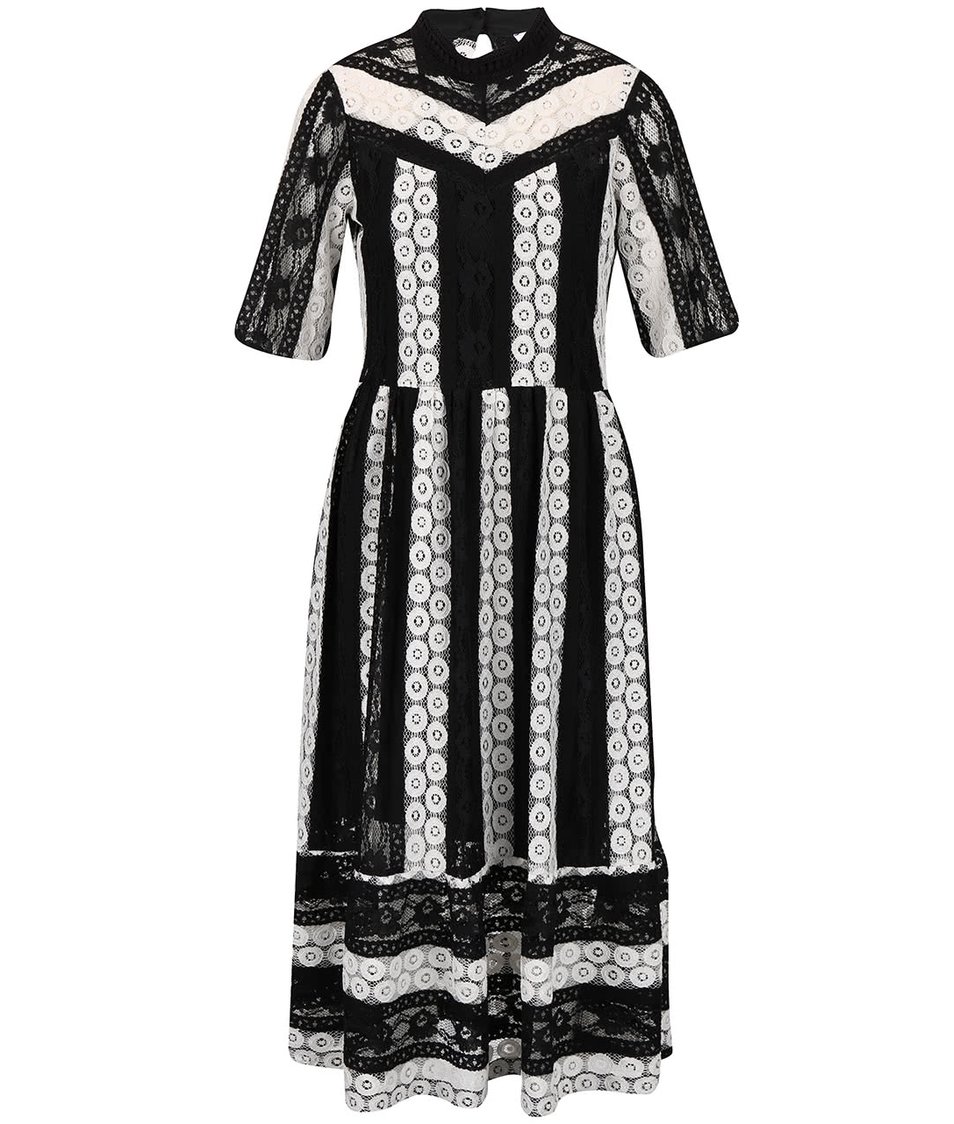 Bílo-černé krajkované šaty se stojáčkem Closet
