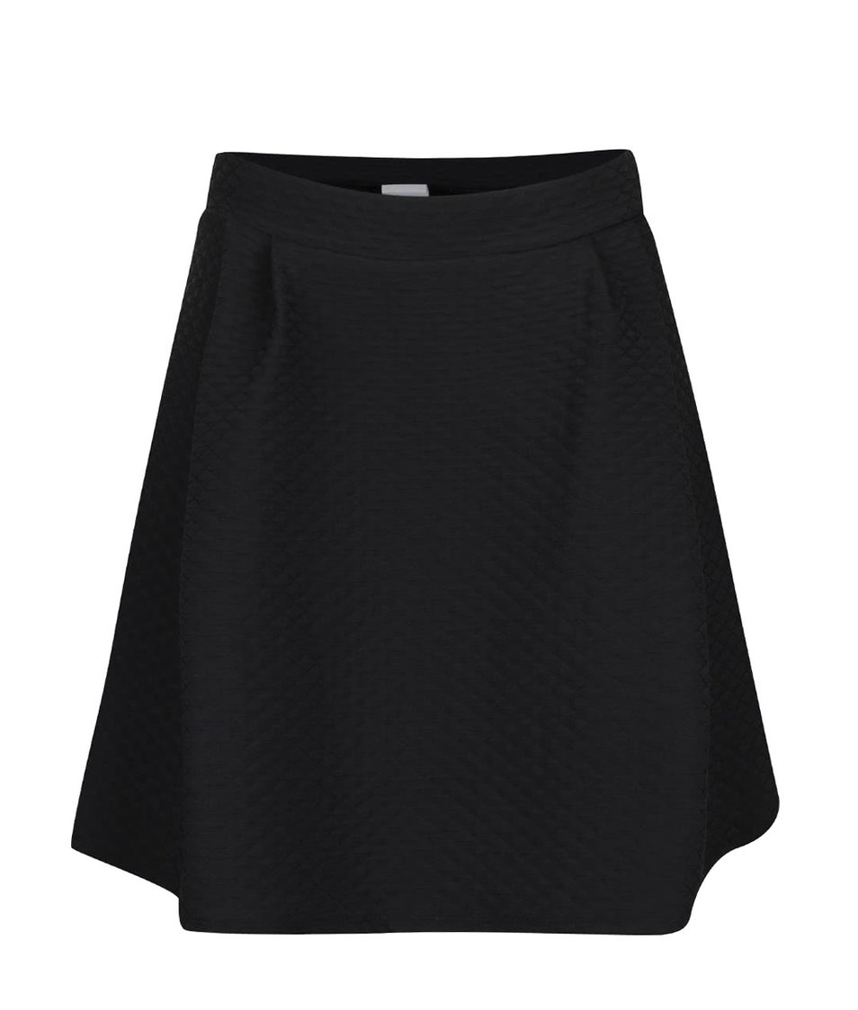 Černá překládaná sukně s jemným plastickým vzorem VILA Mounta
