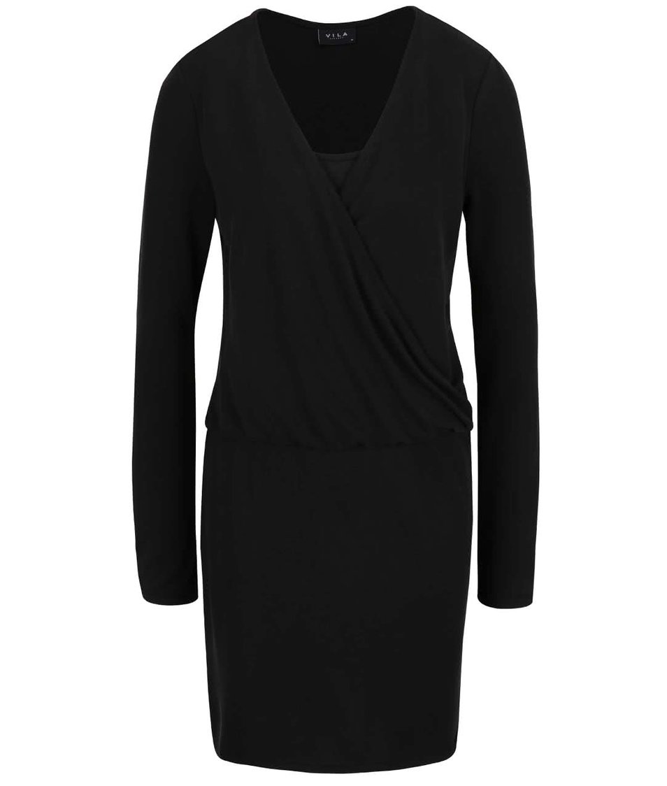 Černé šaty s překládaným topem VILA Several