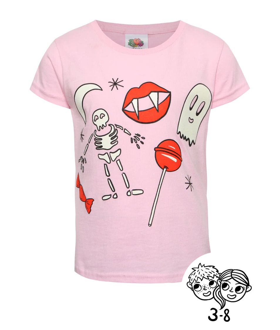 Růžové holčičí tričko s fosforeskujícím potiskem ZOOT Kids Strašidla