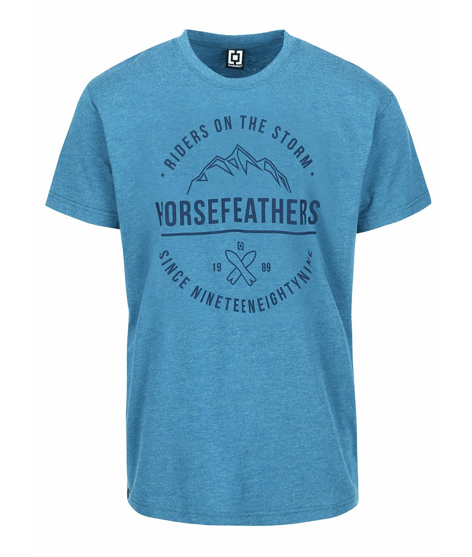 Modré žíhané pánské triko s potiskem Horsefeathers Riders