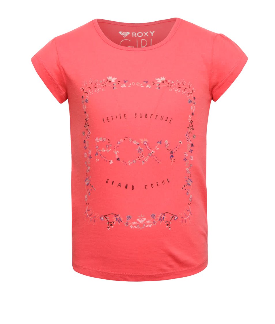 Růžové holčičí tričko s barevným potiskem Roxy