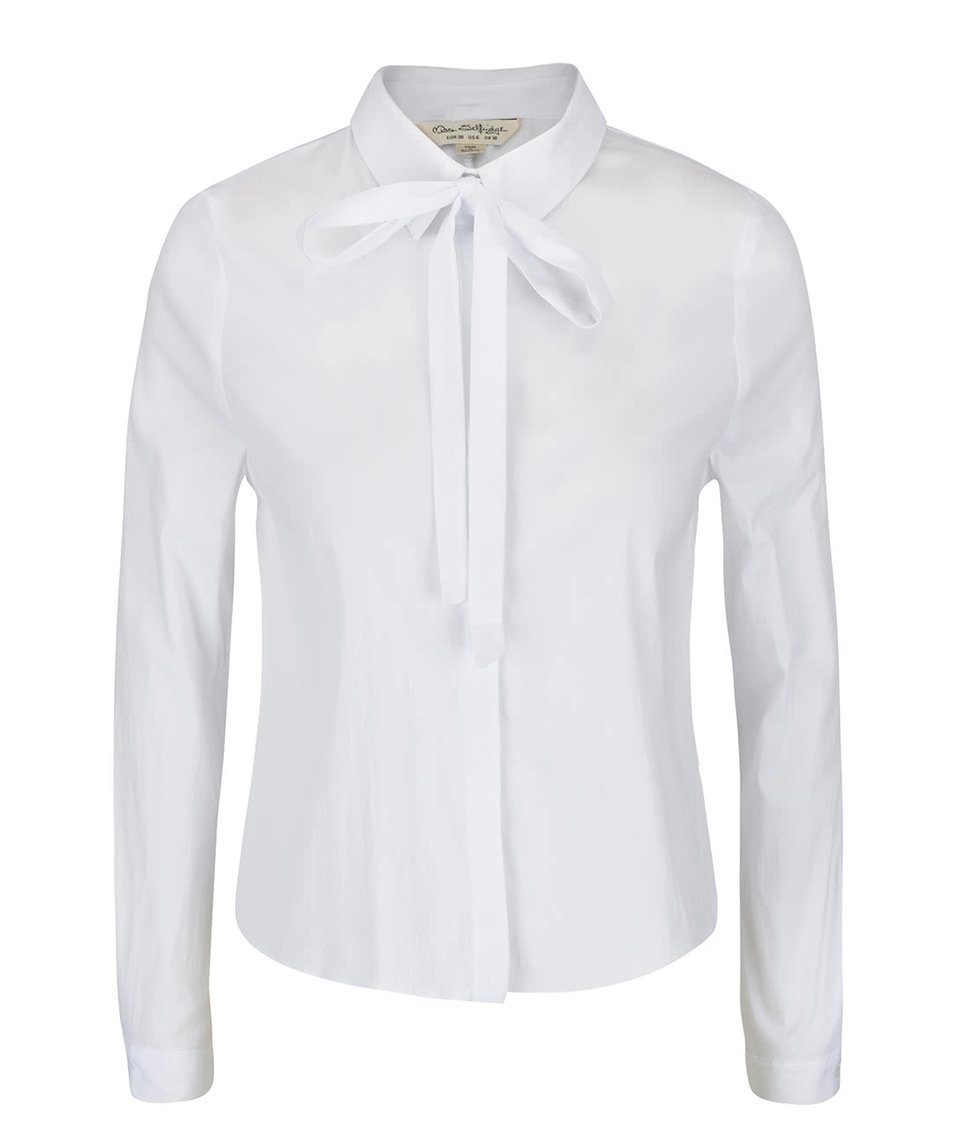 Bílá krátší košile s mašlí Miss Selfridge