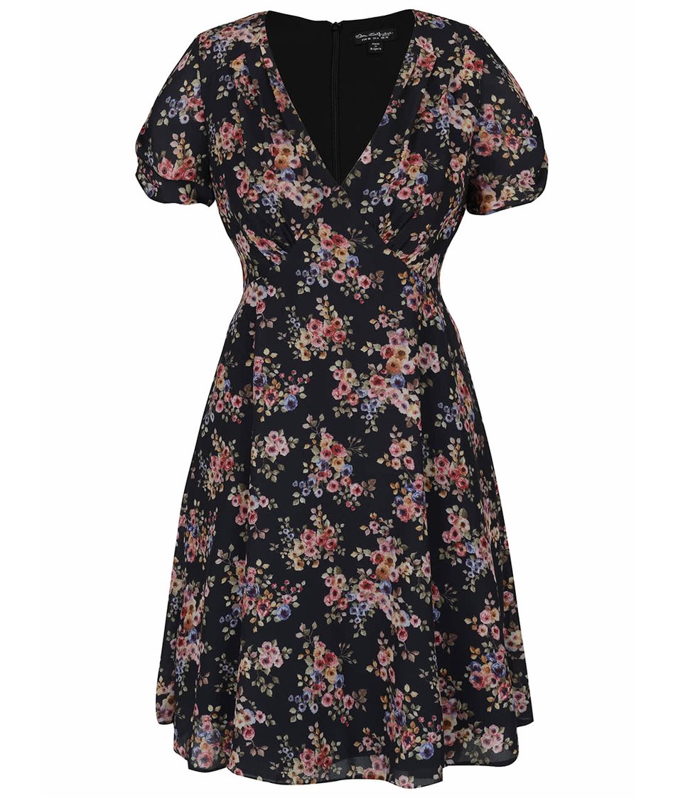 Černé šaty s květinovým vzorem Miss Selfridge