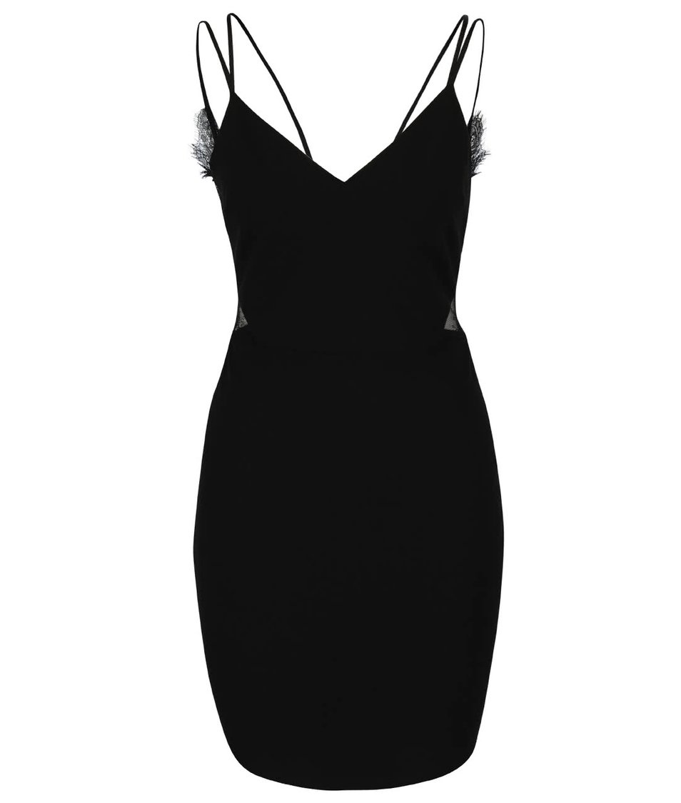 Černé šaty s tenkými ramínky Miss Selfridge