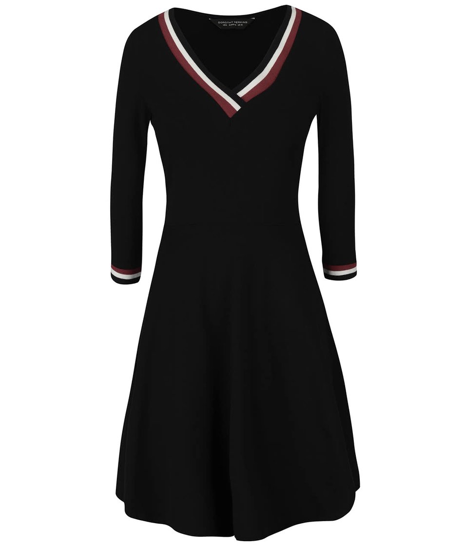 Černé šaty s bílo-červeným lemováním Dorothy Perkins
