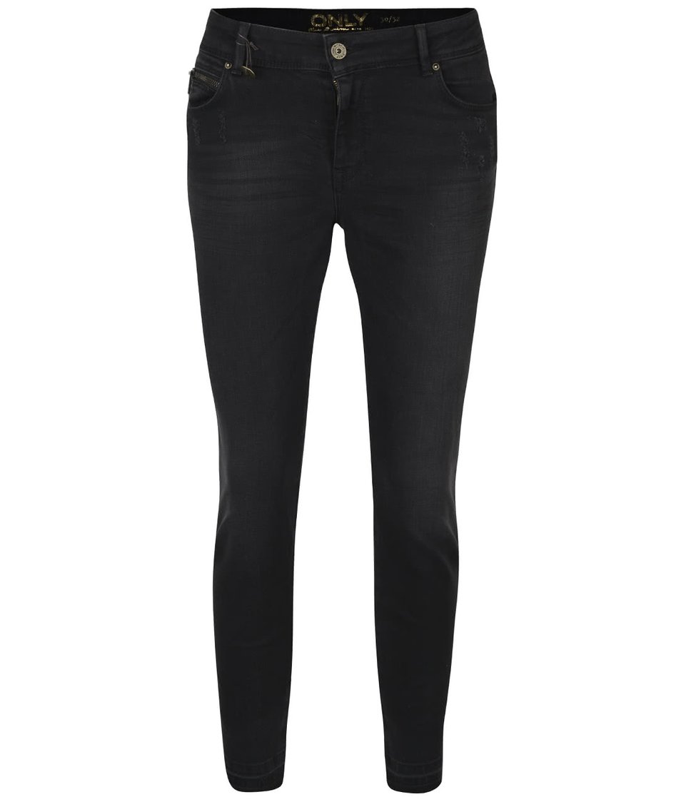 Černé vyšisované skinny džíny ONLY Carmen