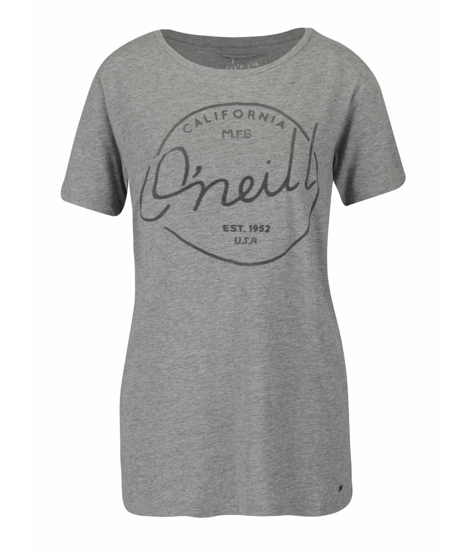 Šedé dámské žíhané tričko s potiskem O'Neill Base Brand