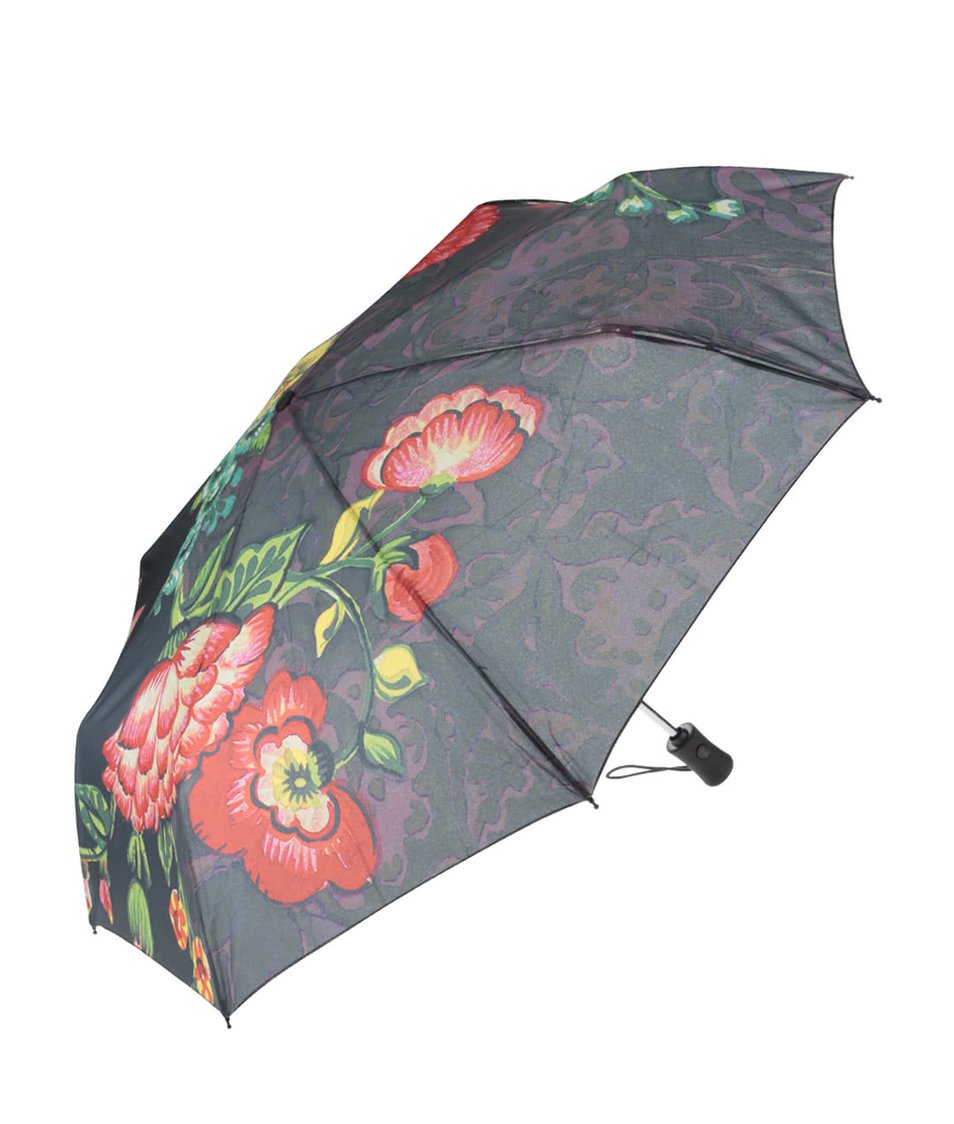 Šedý deštník s barevnými květy Desigual Britania