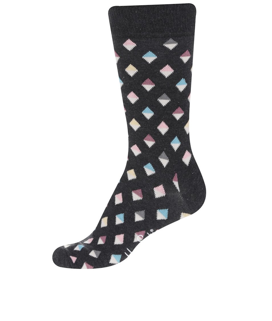 Tmavě šedé pánské ponožky se vzorem Happy Socks Mini Diamond
