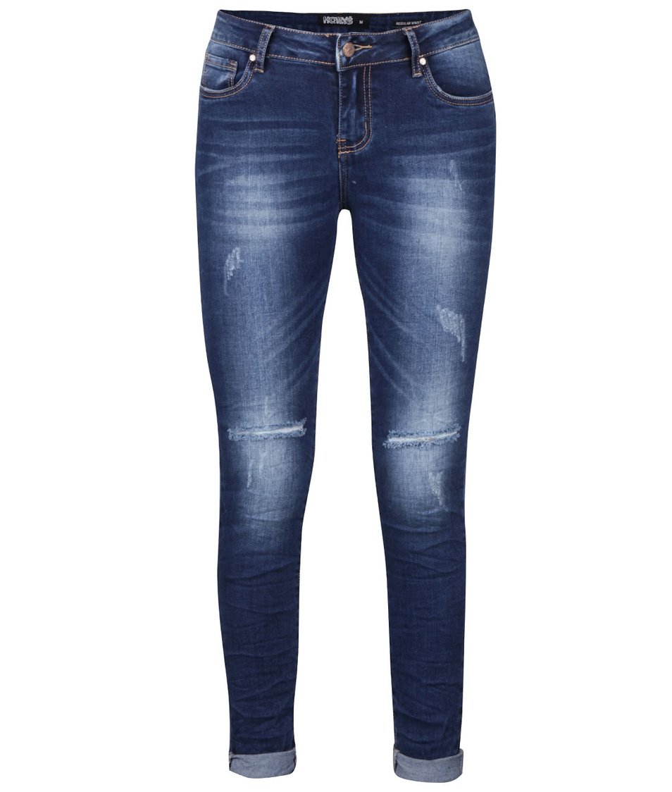 Tmavě modré vyšisované džíny s roztrhanými detaily Haily´s Zoe