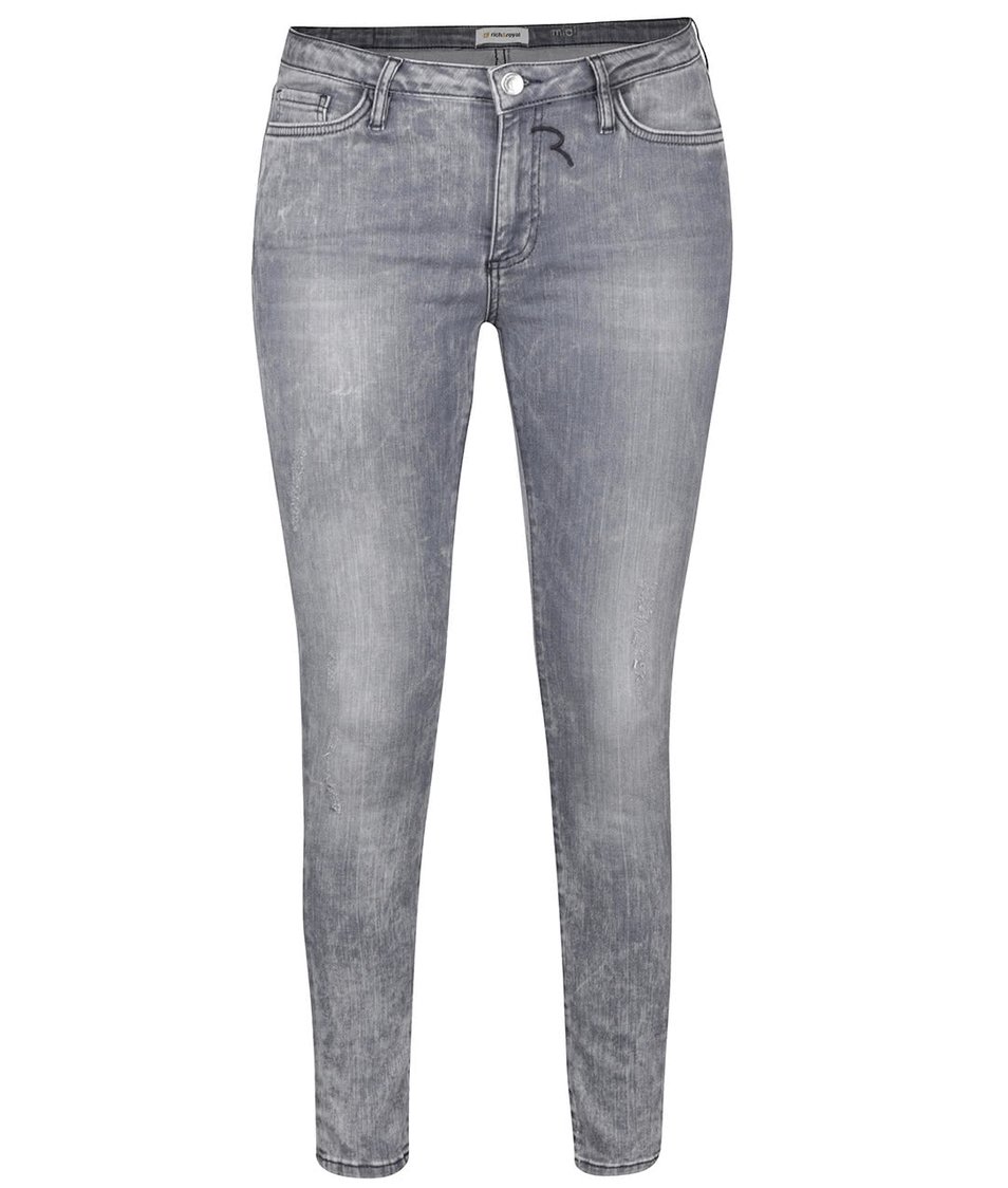 Světle šedé skinny džíny s vyšisovaným efektem Rich & Royal