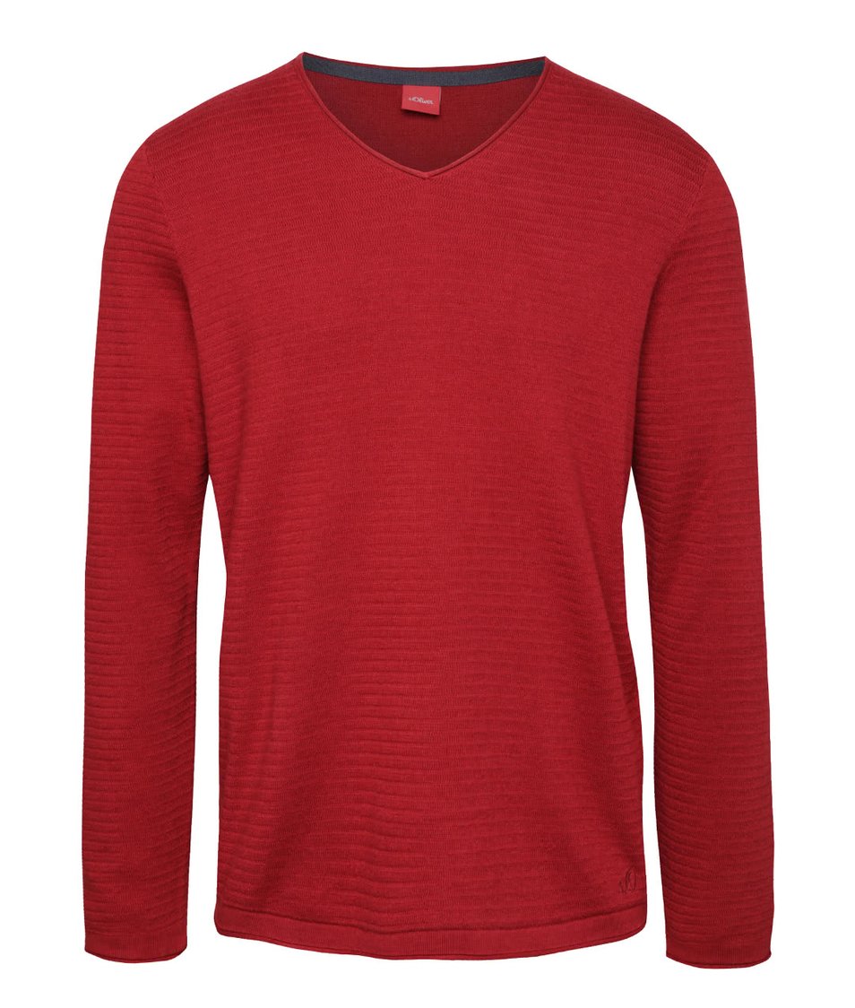 Červený pánský svetr s véčkovým výstřihem s.Oliver