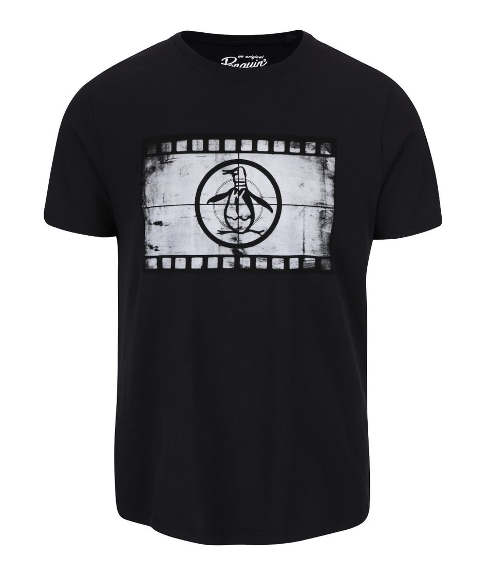Černé triko s potiskem Original Penguin Film Reel