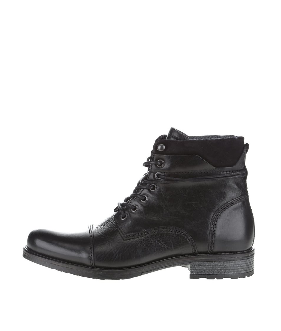 Černé pánské kožené kotníkové boty ALDO Niman
