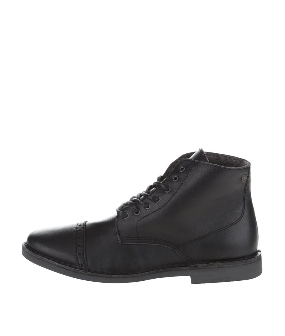 Černé kožené kotníkové boty Jack & Jones Gobi