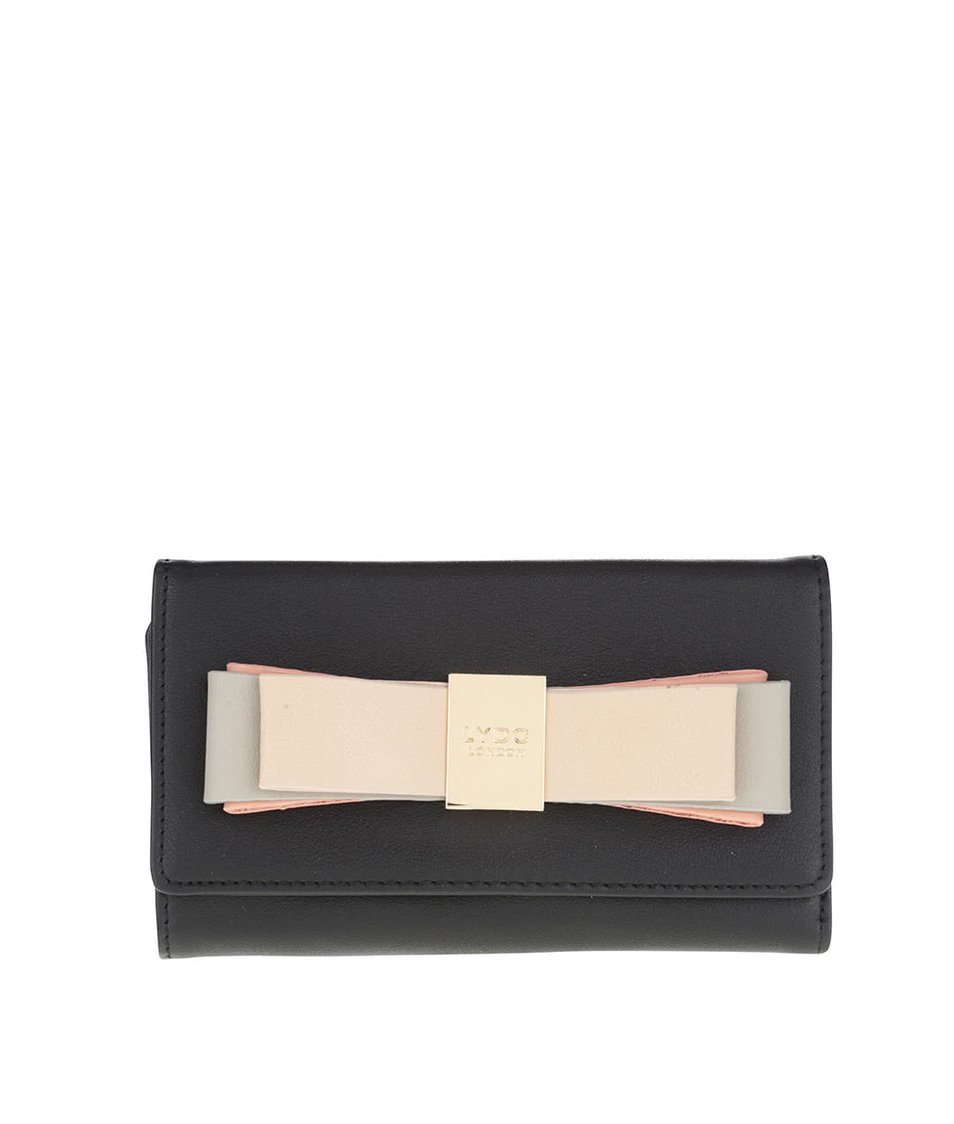 Černá peněženka s mašlí a detailem ve zlaté barvě LYDC
