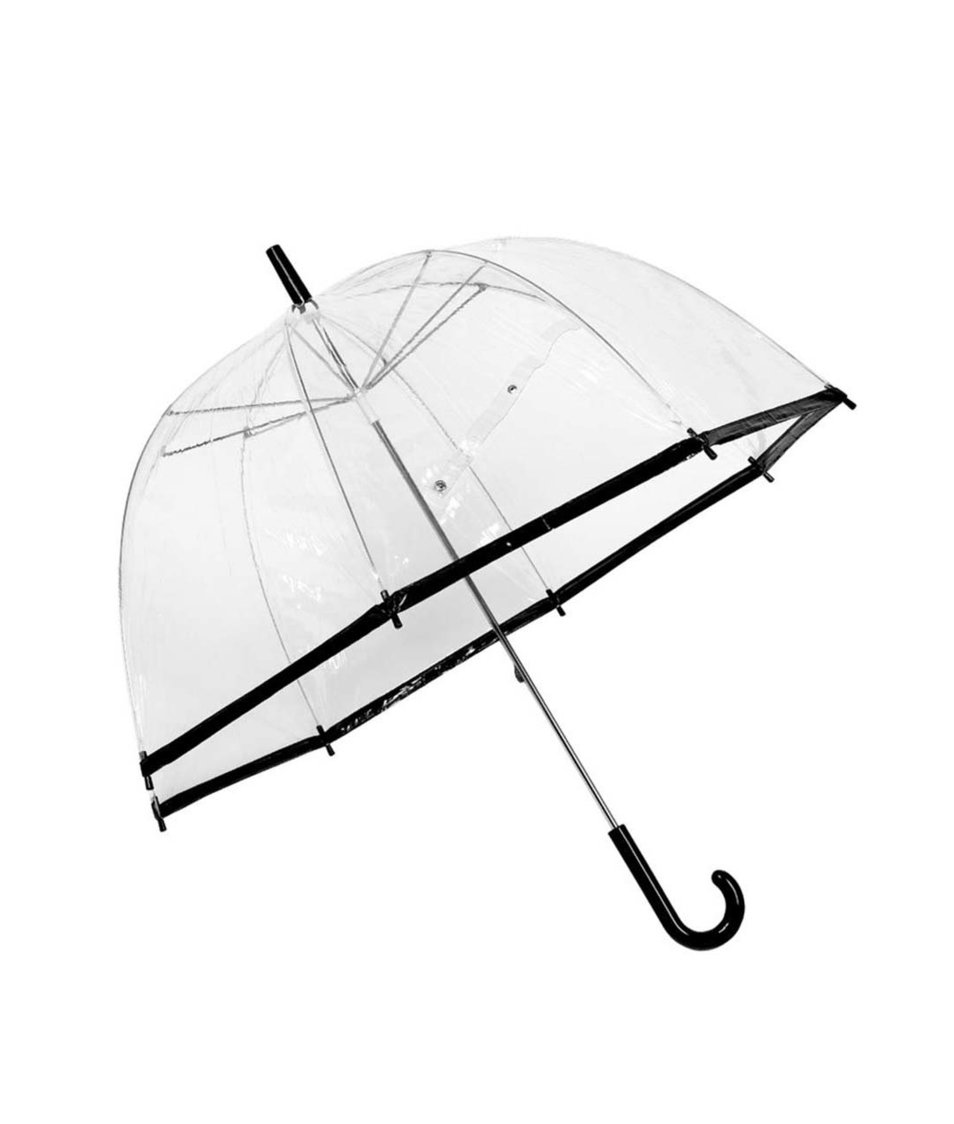 Průhledný deštník s černým lemem Lindy Lou SlimTrim