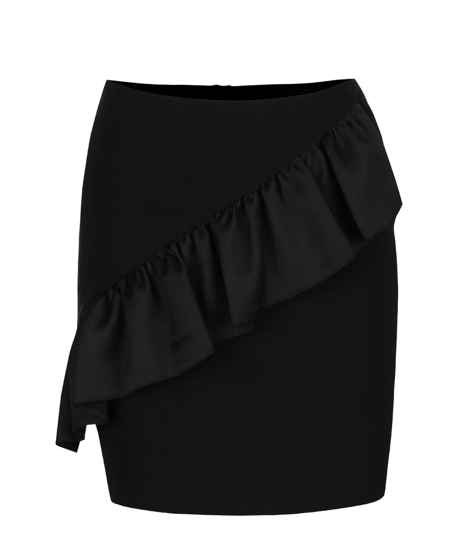 Černá krátká sukně s volánem Miss Selfridge