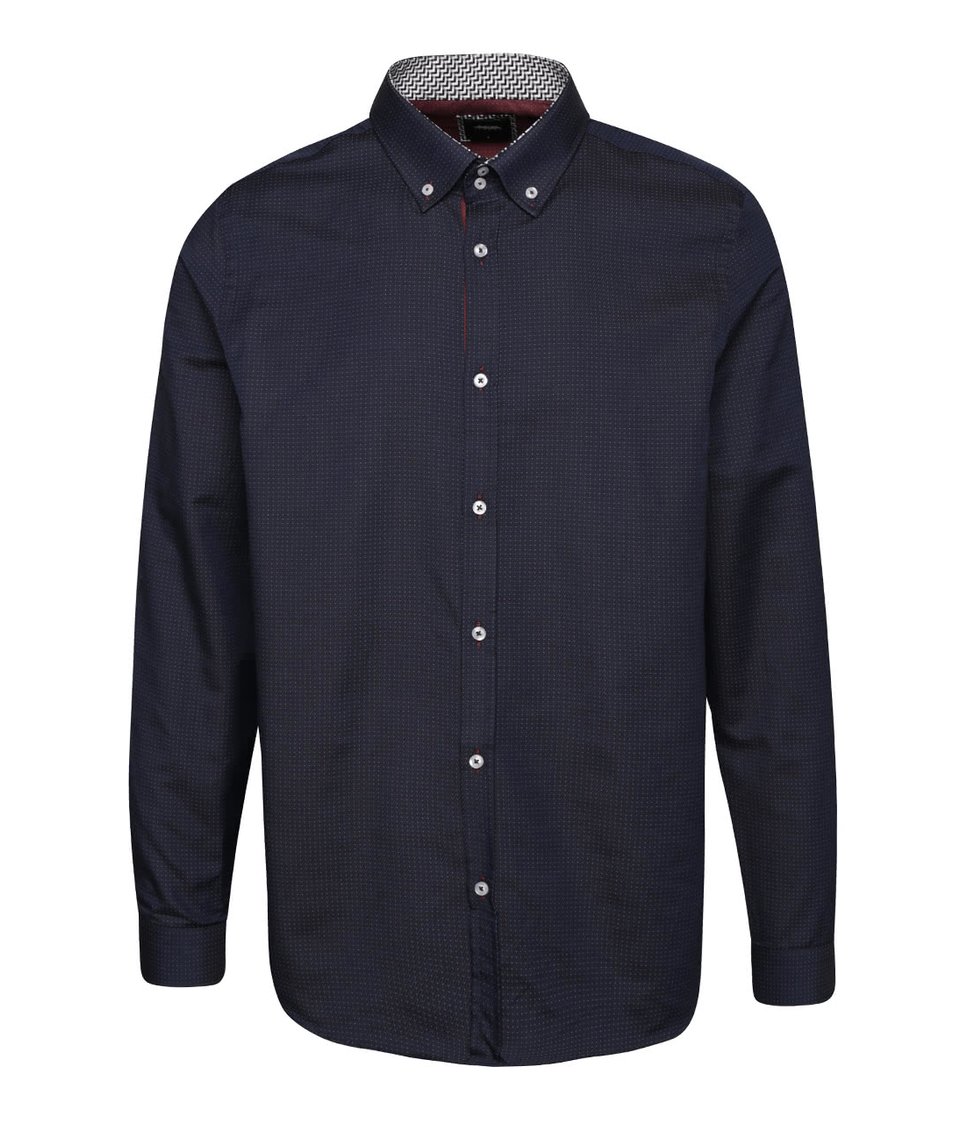 Tmavě modrá košile s jemným vzorem Burton Menswear London