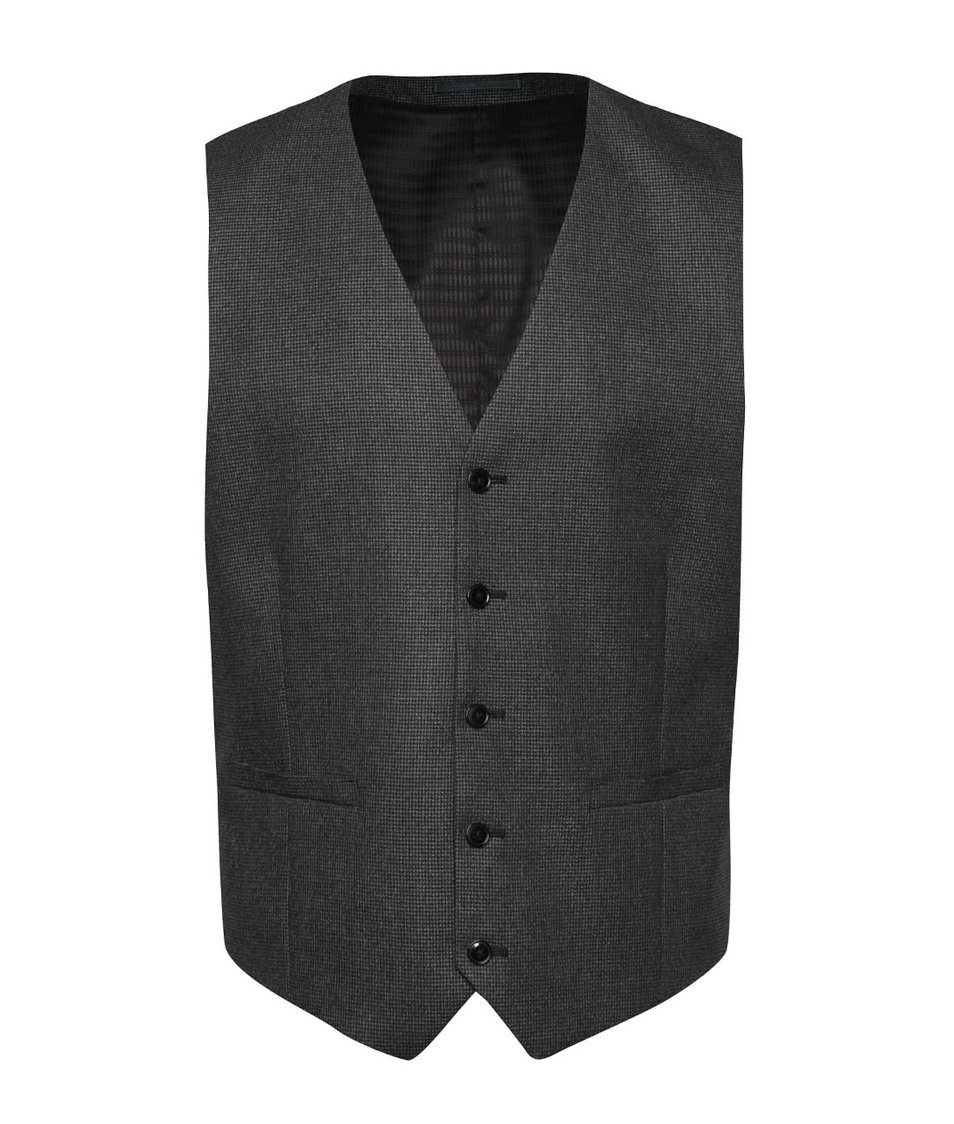 Tmavě šedá vzorovaná vesta Burton Menswear London