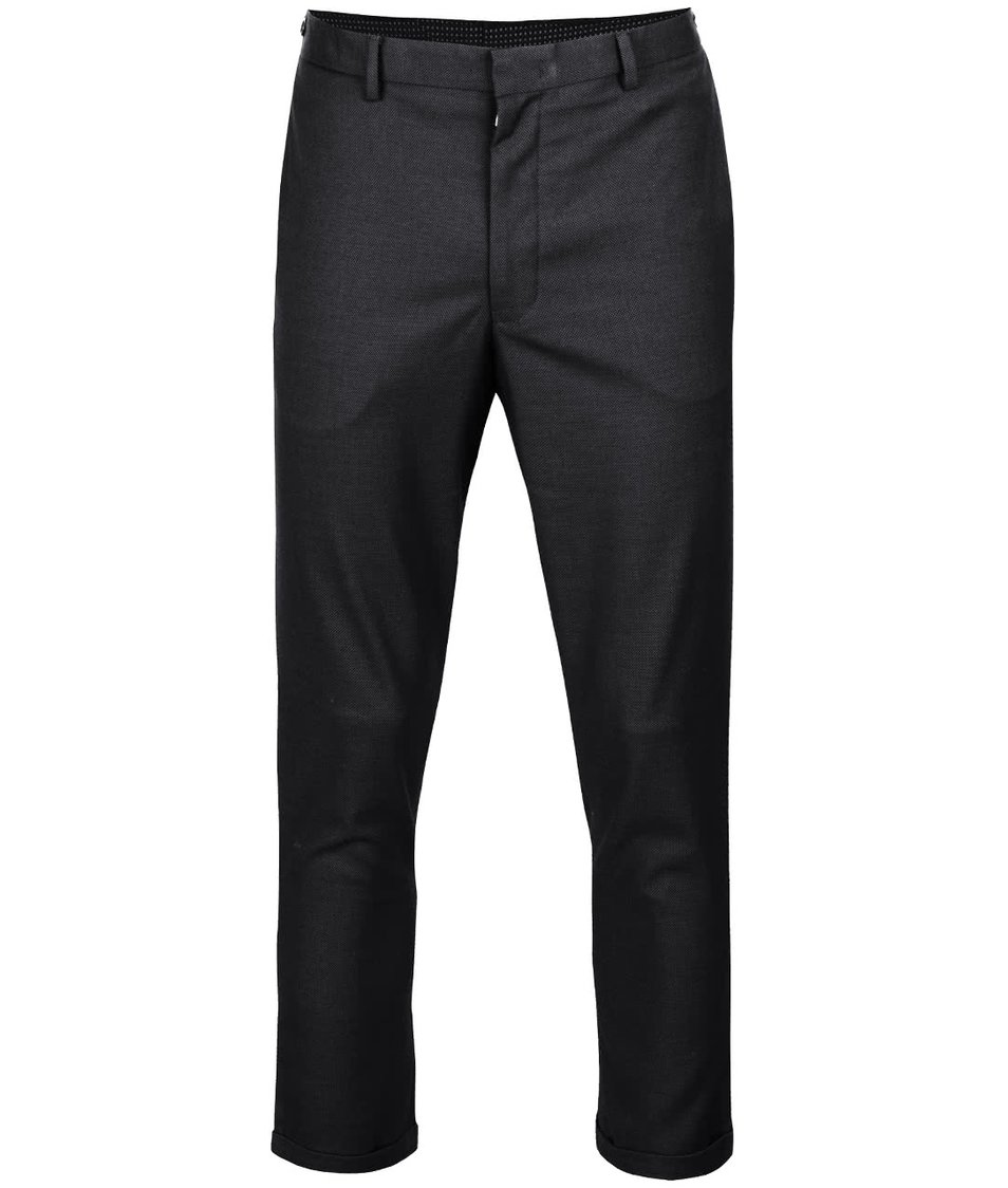 Tmavě šedé vzorované kalhoty Burton Menswear London