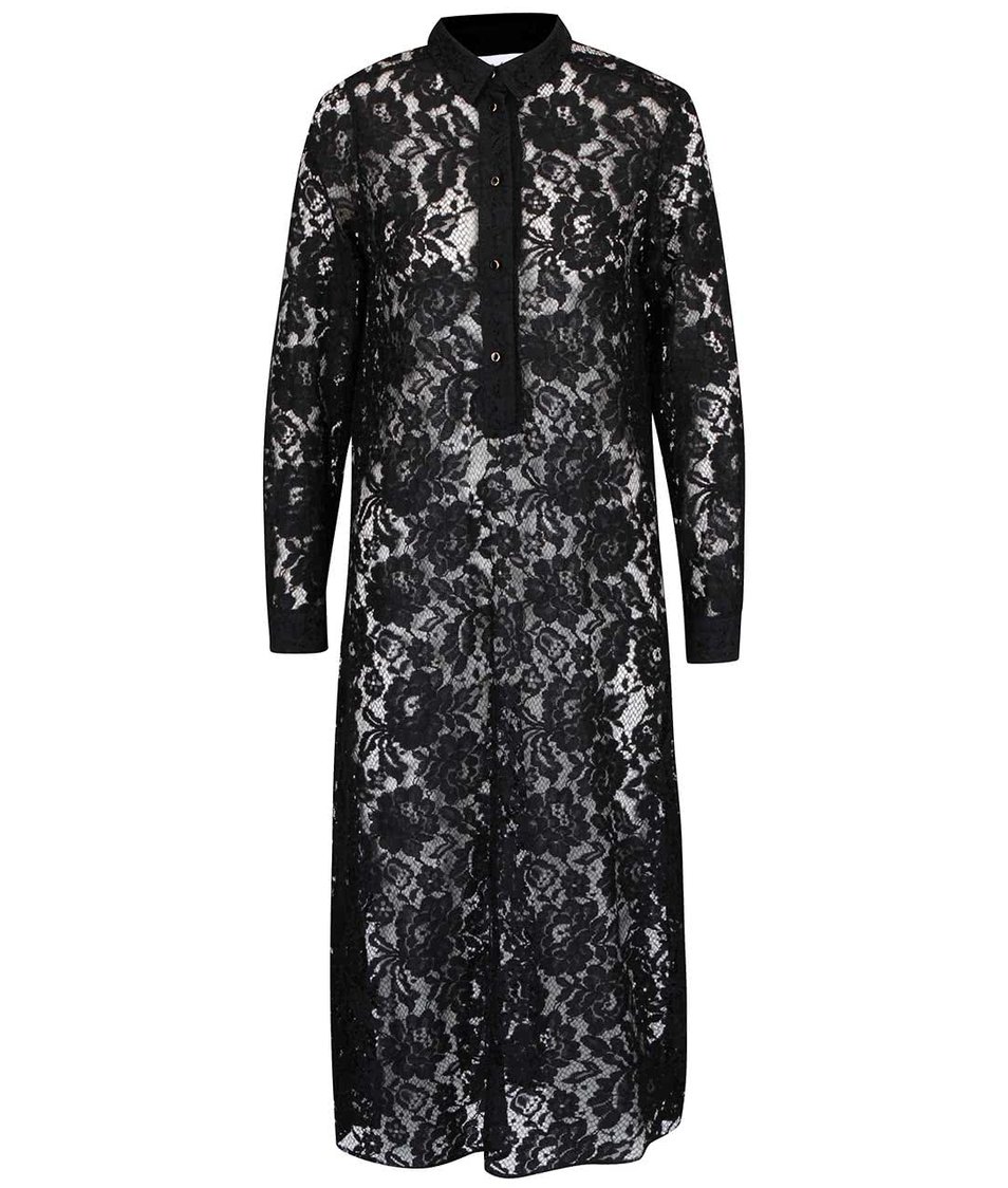 Černé krajkované průsvitné šaty s límečkem Closet