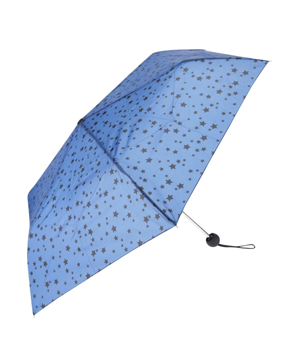 Modrý skládací deštník s černými hvězdami Dorothy Perkins