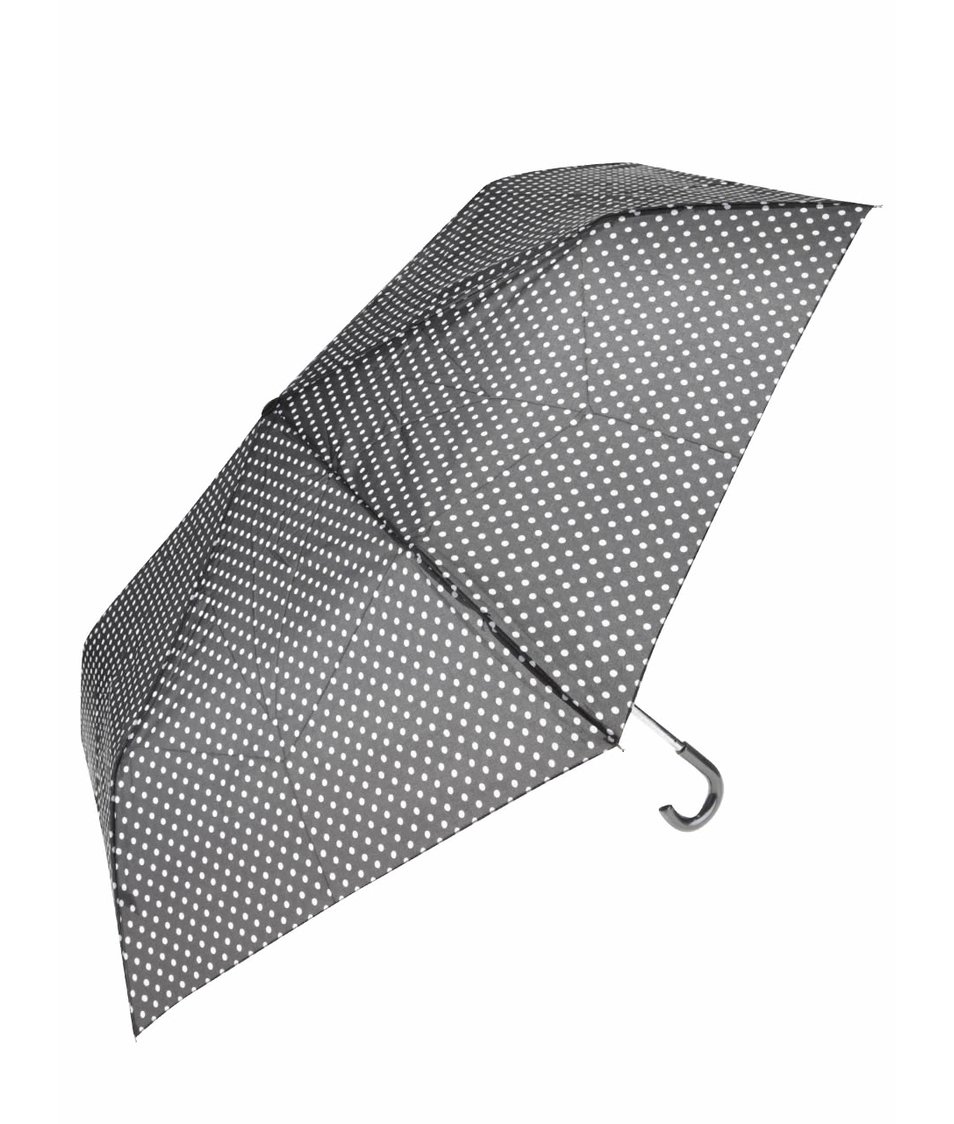 Černý skládací deštník s bílými puntíky Dorothy Perkins