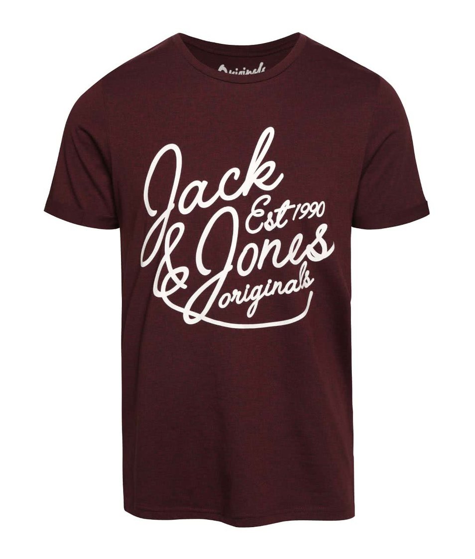 Vínové triko s potiskem Jack & Jones Grindle