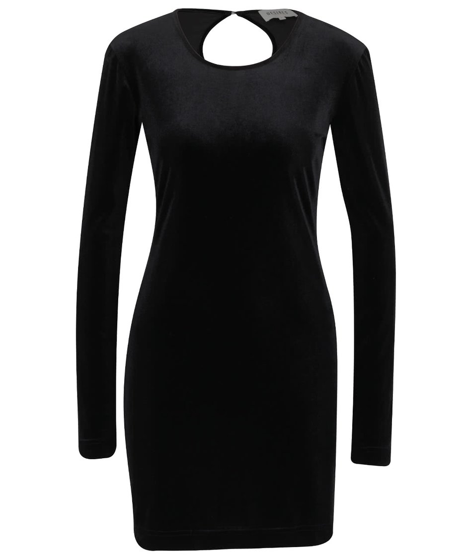 Černé sametové šaty s dolouhým rukávem Desires Gila