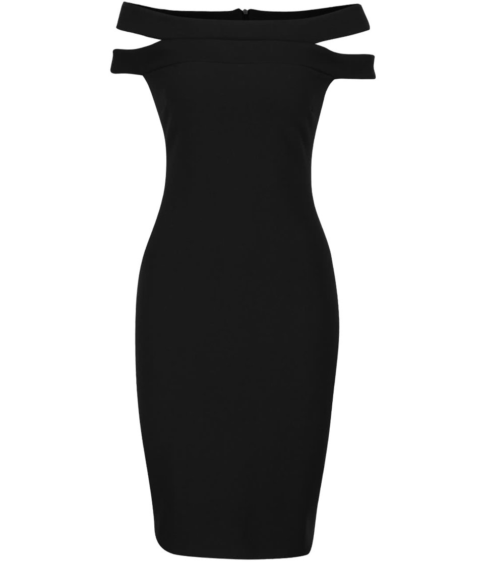 Černé šaty s průstřihy na ramenou Goddiva