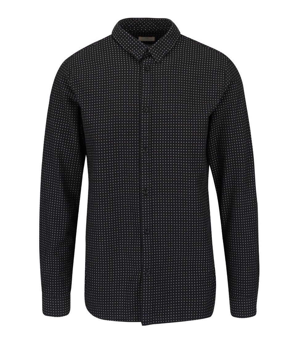 Černá neformální vzorovaná košile Selected Homme Jaquard