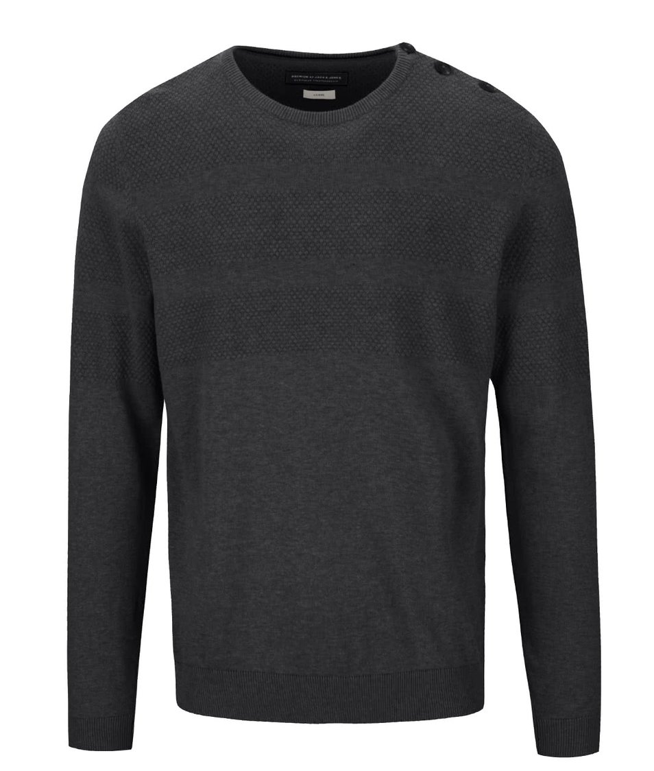 Tmavě šedý pánský svetr s knoflíky Jack & Jones