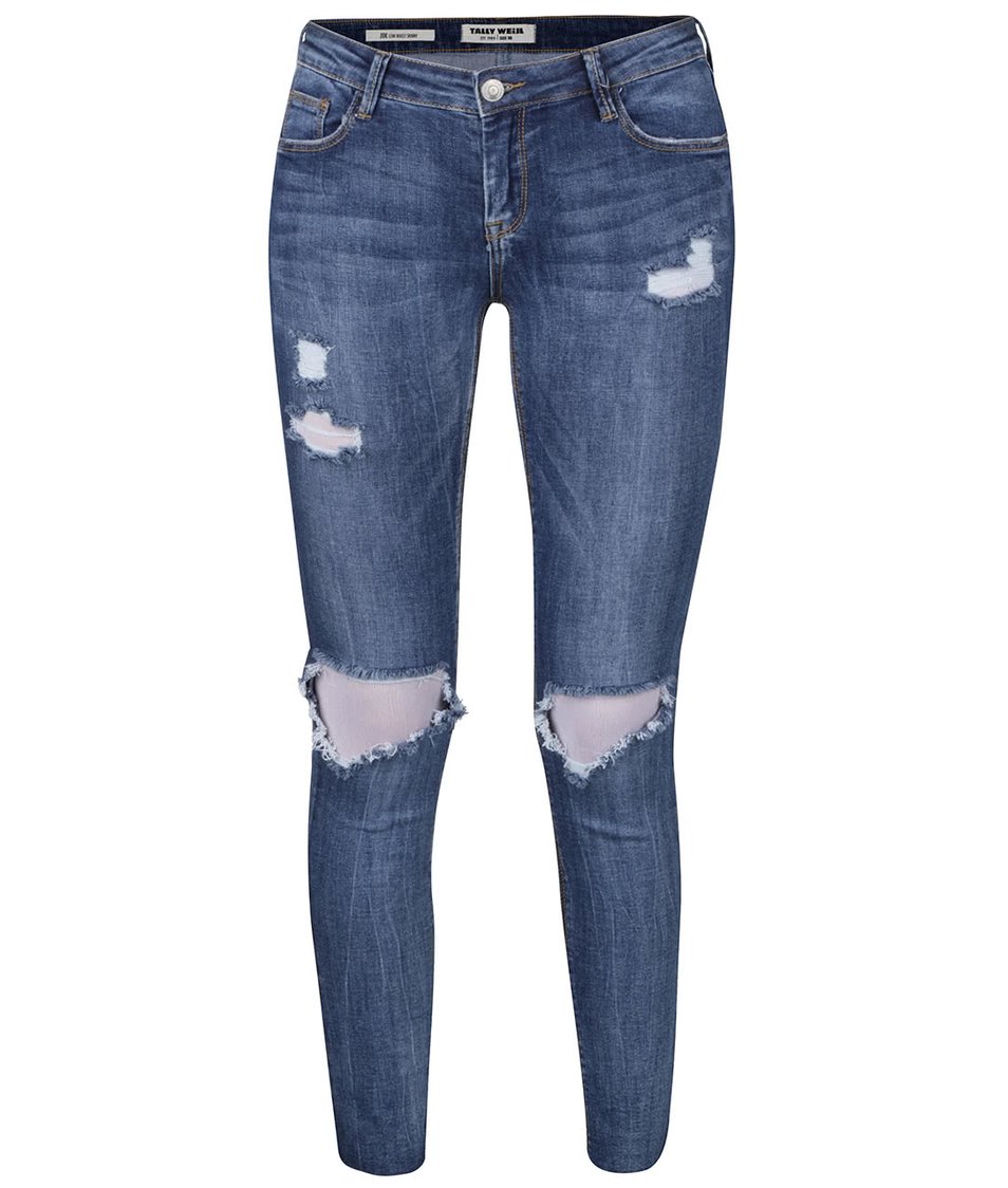 Modré skinny džíny s potrhaným efektem TALLY WEiJL