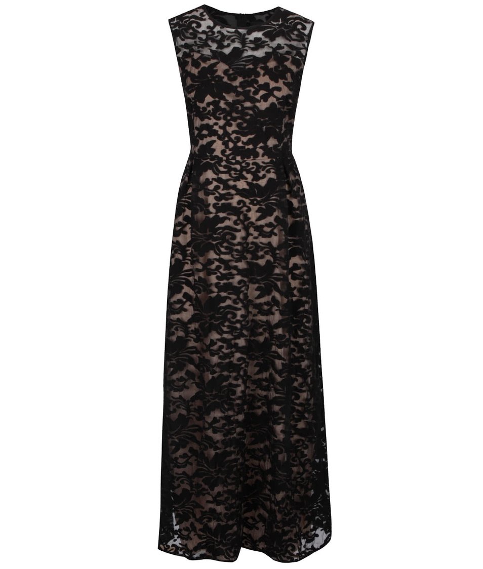Černé krajkované maxi šaty Mela London
