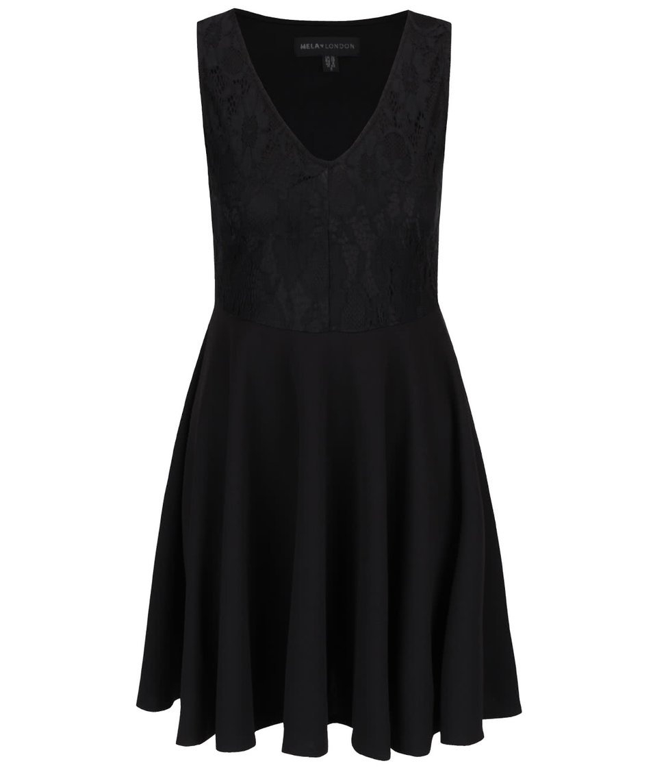 Černé šaty s krajkovanou horní částí Mela London